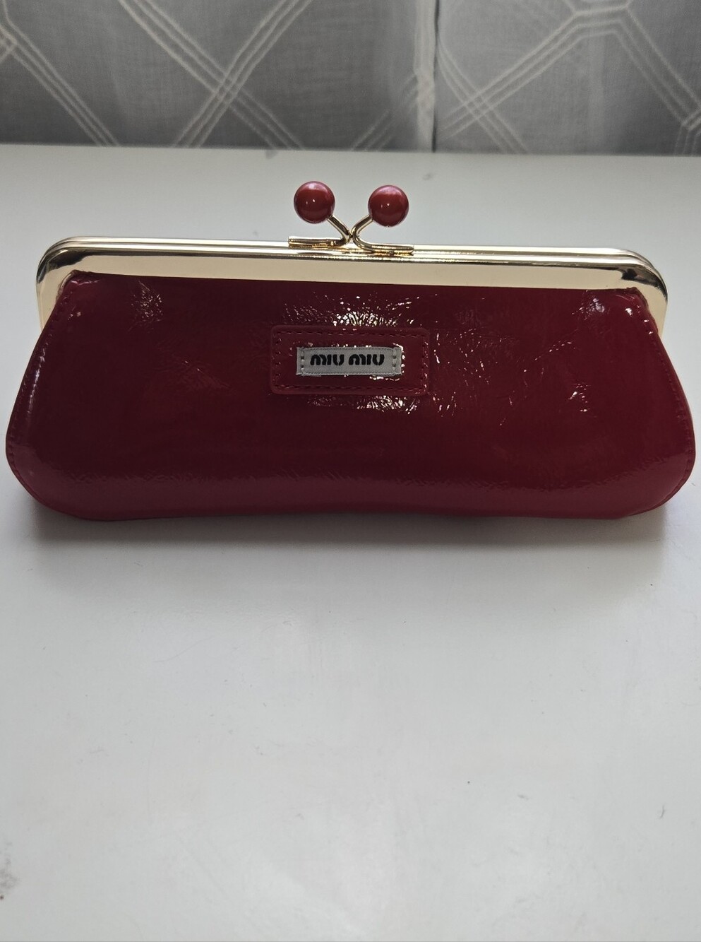 Miu Miu GWP Glossy Red Patent Kiss-Lock Wristlet Clutch